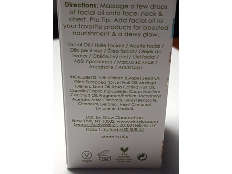 Winky Lux Facial Oil, Rose Moringa, 1 fl oz/30 mL