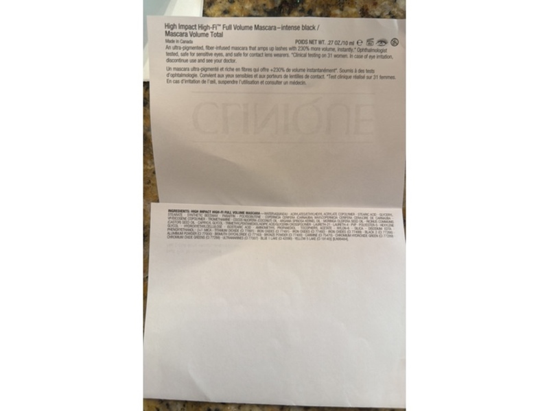 Clinique Full Volume Mascara, Intense Black, 0.27 fl oz/10 mL