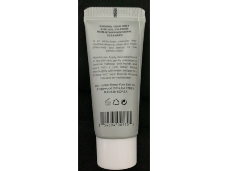Knours Your Only 2-In-1 Oil-To-Foam Non-Stripping Facial Cleanser, 0.67 fl oz/20 mL