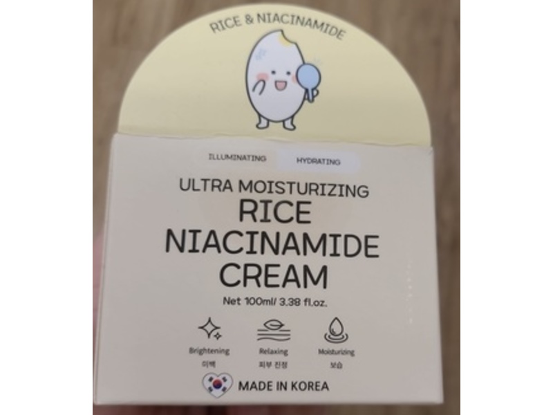 BONNYHILL Ultra Moisturizing Cream, Rice Niacinamide, 3.38 fl oz/100 mL