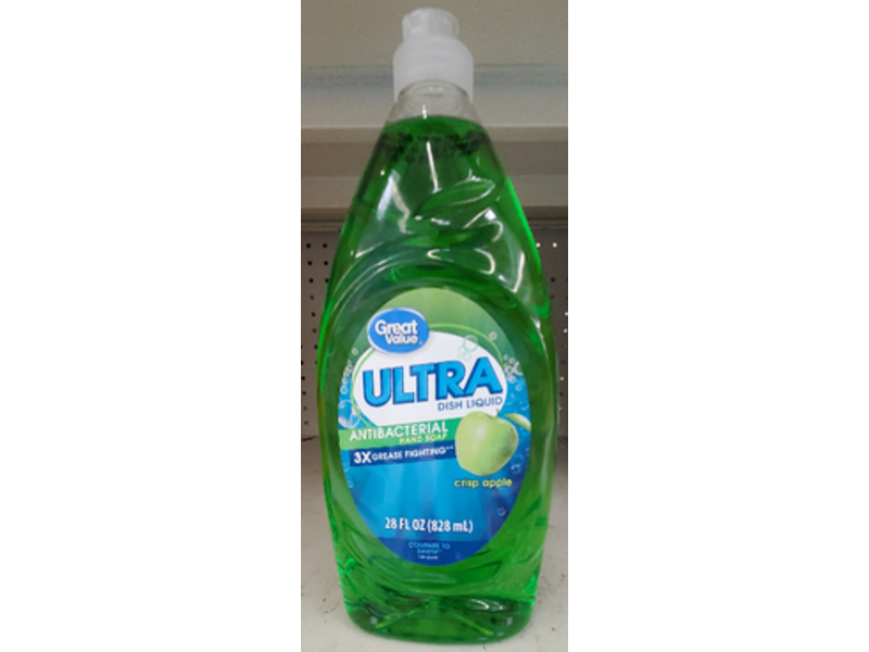 Great Value Ultra Dish Liquid, Crisp Apple, 28 fl oz/828 mL