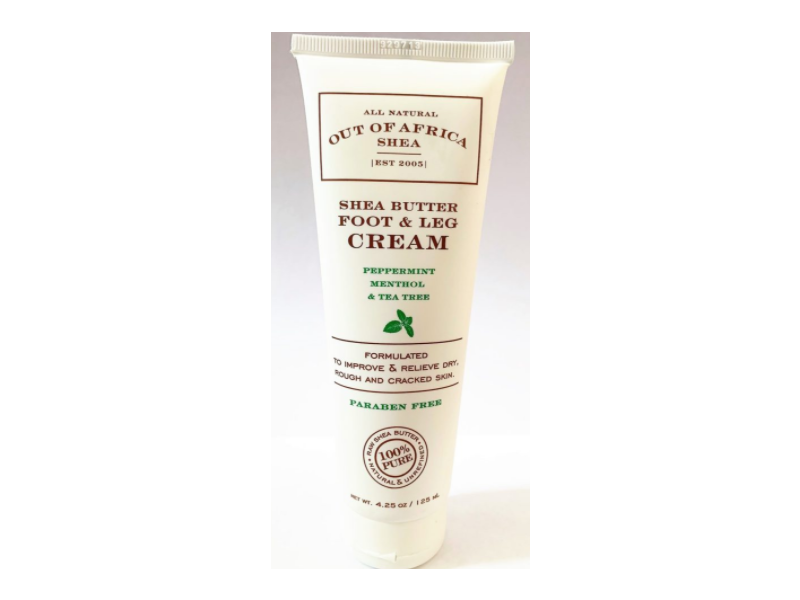 Out Of Africa Shea Butter Foot & Leg Cream, Peppermint Menthol & Tea Tree, 4 oz/118.3 mL
