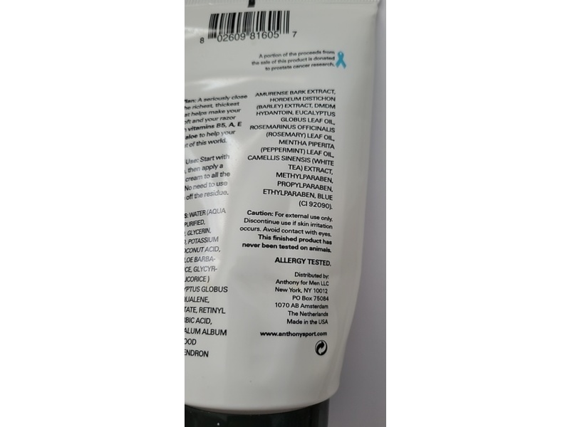 Anthony Sport Shave Cream, 6 fl oz/170 g