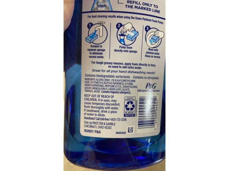 Dawn Ultra Platinum Foam Dish Washer, Fresh Rapids Scent, 30.9 fl oz/975 mL