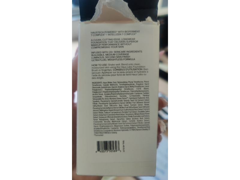 Haus Labs Triclone Skin Tech Foundation, 040 Fair Neutral, 1 fl oz/30 mL