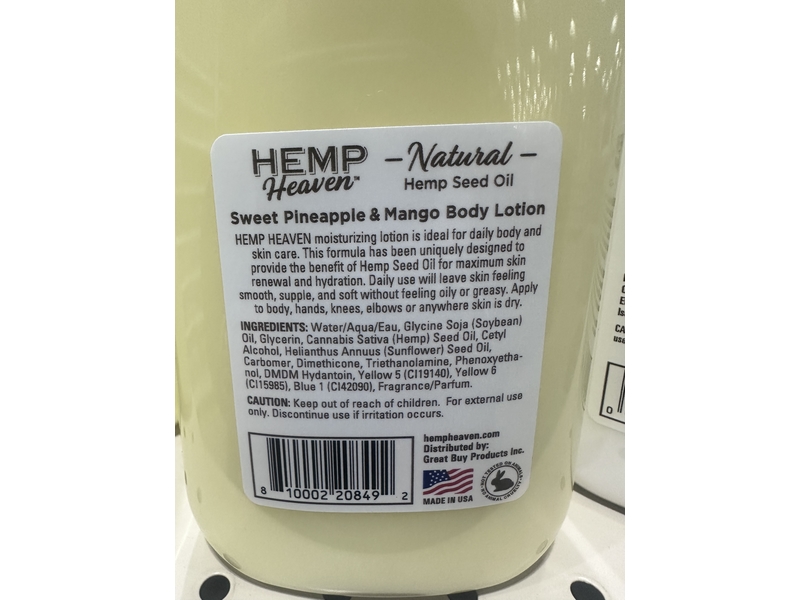Hemp Heaven Body Lotion, Hemp Seed Oil, Sweet Pineapple & Mango, 18 fl oz/532 mL