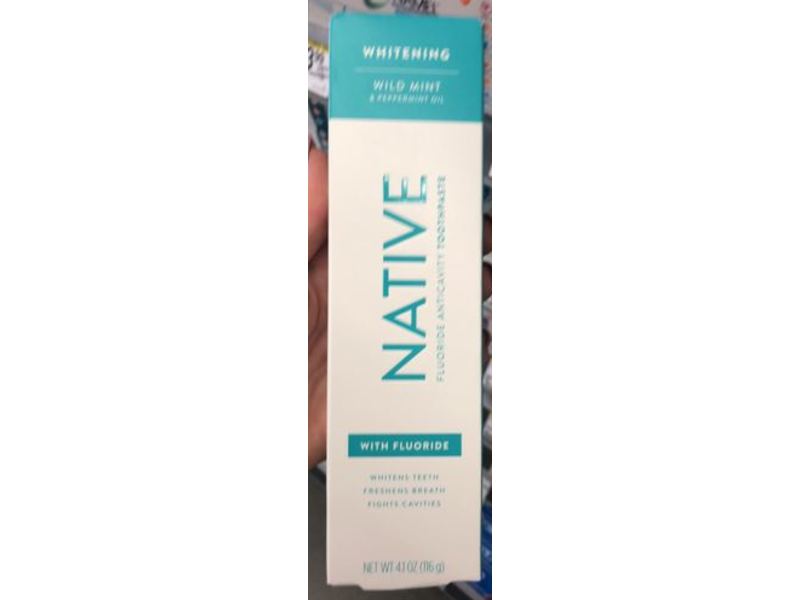 Native Fluoride Anticavity Toothpaste, Whitening, Wild Mint & Peppermint Oil, 4.1 oz/116 g