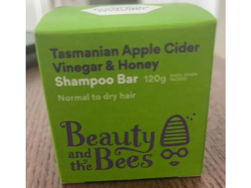 Beauty & The Bees Shampoo Bar, Tasmanian Apple Cider Vinegar & Honey, 120 g