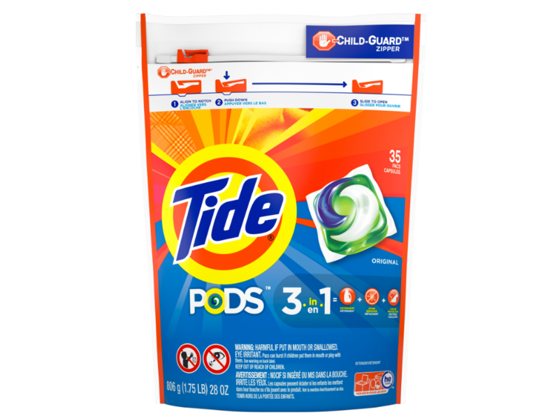 Tide 3 In 1 Laundry Detergent Pods, Original, 28 oz/806 g, 35 Pacs