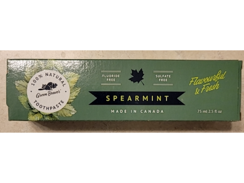 The Green Beaver Toothpaste, Spearmint, 2.5 fl oz/75 mL