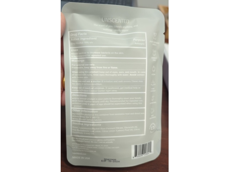 Touchland Power Mist Hydrating Hand Sanitizer, Unscented, 1 fl oz/30 mL