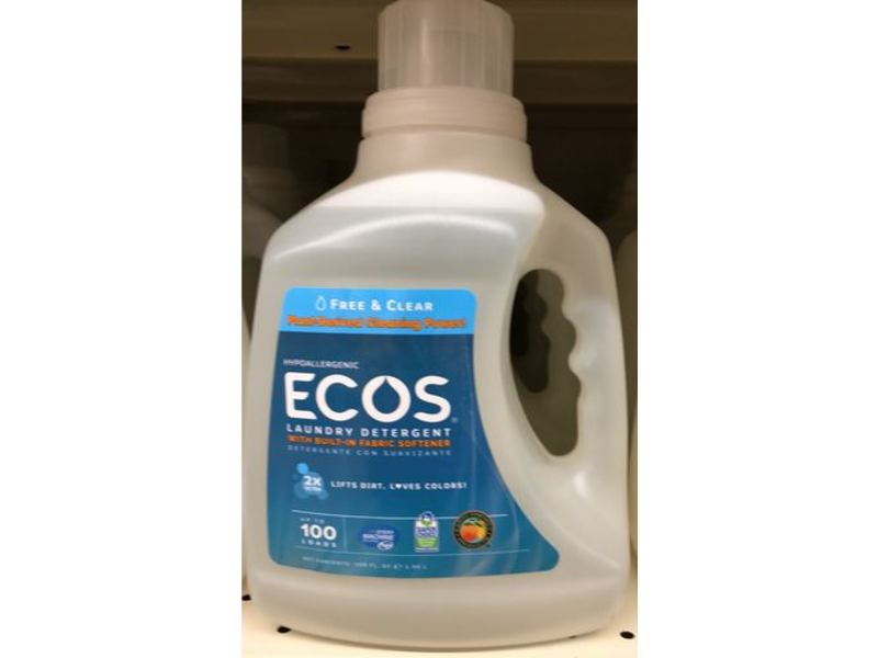 Ecos Laundry Detergent, Free & Clear, 100 Loads, 100 fl oz/2.96 L, Pack Of 2