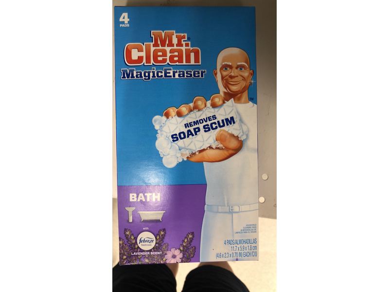 Mr. Clean Magic Eraser, Lavender Scent With Febreze, Removes Soap Scum, 4 Count, Pack Of 2