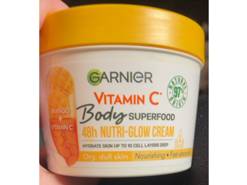 Garnier Body Superfood Nutri Glow Cream, Vitamin C & Mango, 380 mL