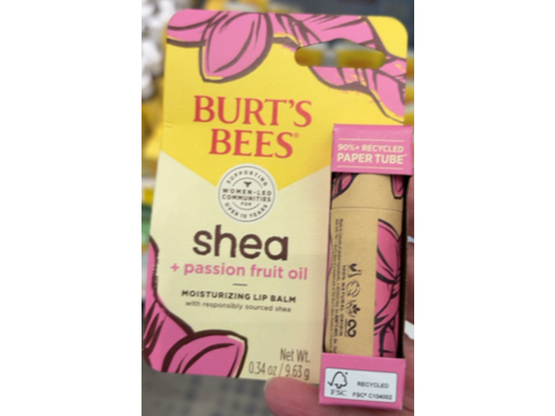 Burt's Bee Moisturizing Lip Balm, Shea + Passion Fruit Oil, 0.34 oz/9.63 g