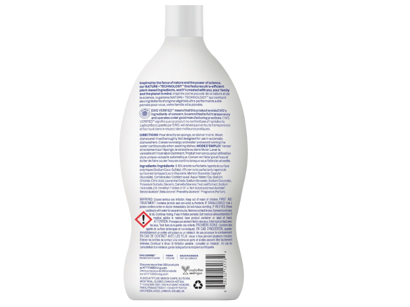 Attitude Nature Technology Dishwashing Liquid, Wild flowers, 23.7 fl oz/700 mL
