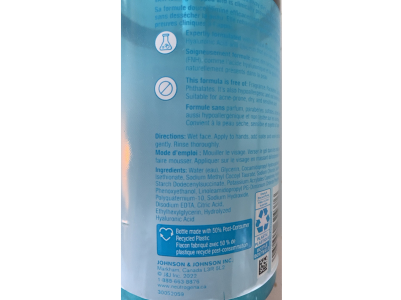 Neutrogena Hydro Boost Hydrating Gel Cleanser, Hyaluronic Acid, 473 mL