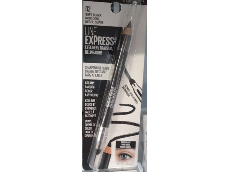 Maybelline Line Express Sharpenable Pencil Eyeliner, Soft Black, 0.035 oz/1 g