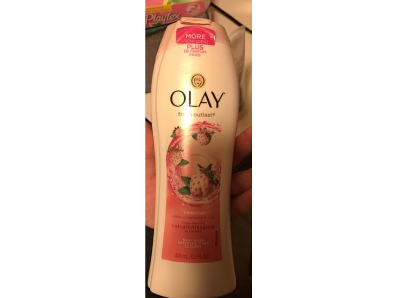 Olay Fresh Outlast Body Wash, Cooling White Strawberry & Mint, 13.5 fl oz/400 mL