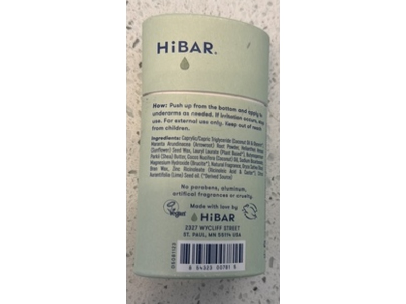 HiBAR Natural Deodorant, Mint & Eucalyptus, 2.25 oz/64 g