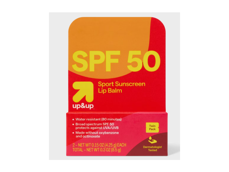 up&up Sport Sunscreen Lip Balm, SPF 50, 0.15 oz/4.25 g, Pack Of 2.