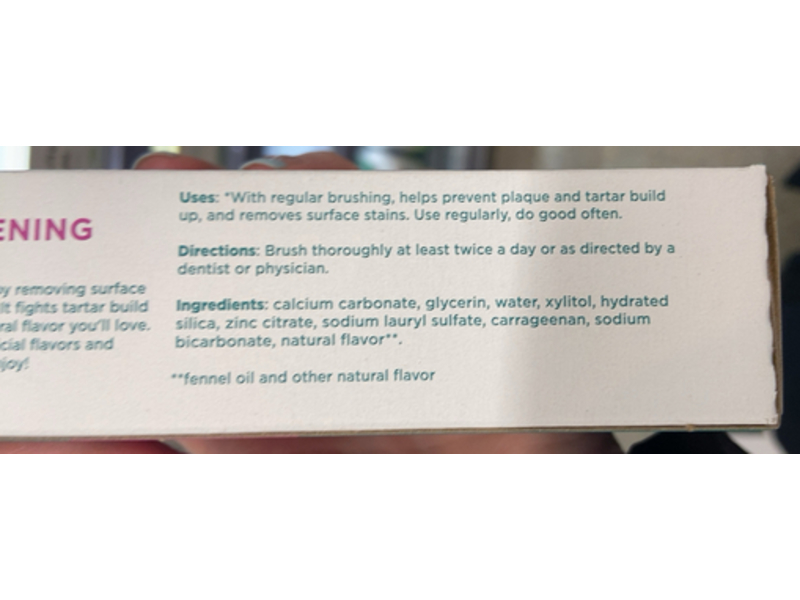 The Original Tom's Of Maine Antiplaque & Whitening Toothpaste, Fennel, 4.5 oz/127 g, Pack Of 3