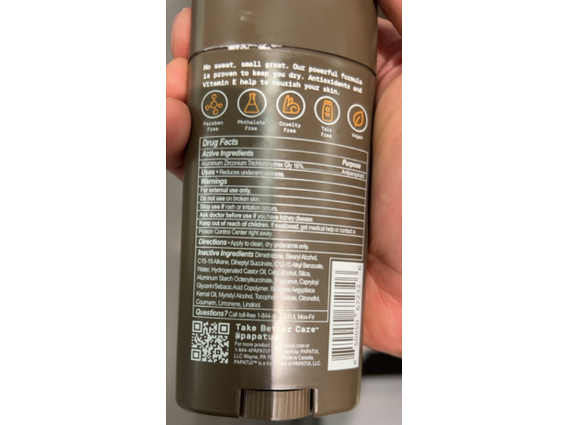 Papatui Antiperspirant Deodorant, Sandalwood Suede, 2.6 oz/73 g