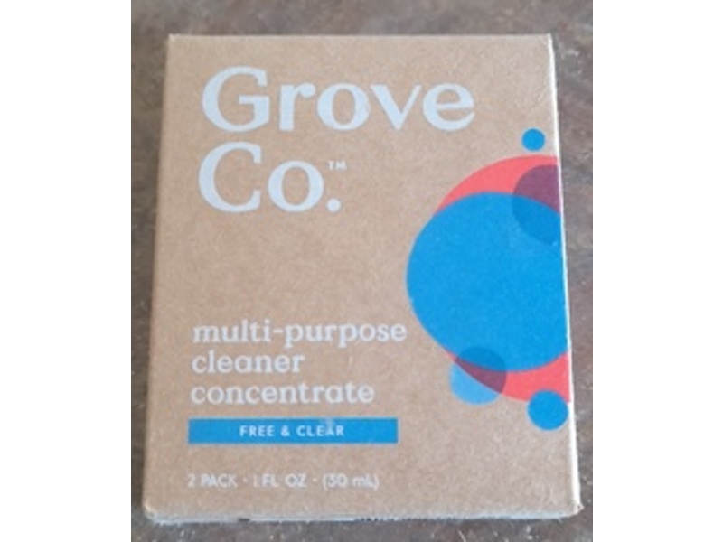 Grove Co. Multi-Purpose Cleaner Concentrate, Free & Clear, 1 fl oz/30 mL, Pack Of 2