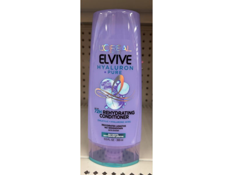 Loreal Paris Elvive Rehydrating Conditioner, Salicylic Acid + Hyaluronic Acid, 13.5 fl oz/399 mL
