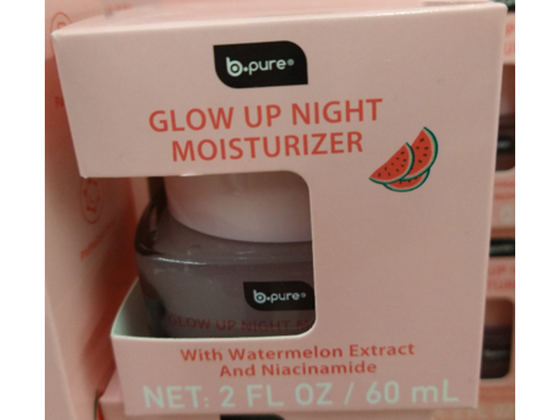 B.Pure Glow Up Night Moisturizer, Watermelon Extract & Niacinamide, 2 fl oz/60 mL