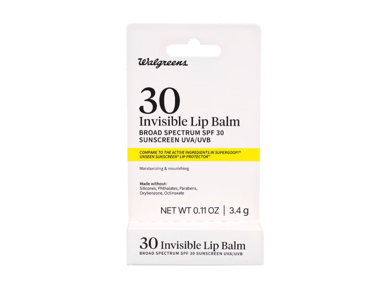 Walgreens Invisible Lip Balm, SPF 30, 0.11 oz/3.4 g