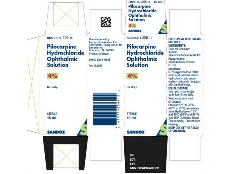 Pilocarpine Hydrochloride Ophthalmic Solution 4%, 15 mL, Sandoz (RX)