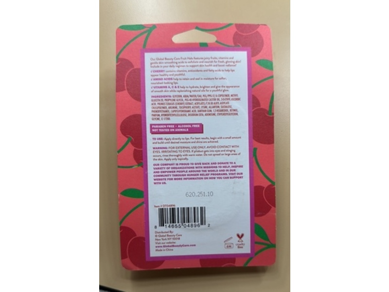 Global Beauty Care Nourishing Lip Oil, Cherry + Amino Acid, 0.18 fl oz/5 mL