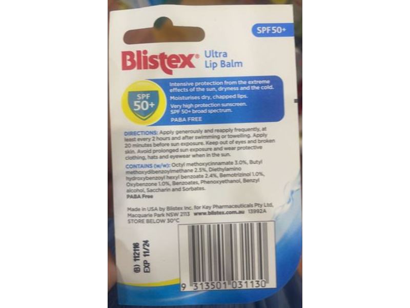 Blistex Protect & Moisturise Ultra Lip Balm, SPF 50+, 4.25 g