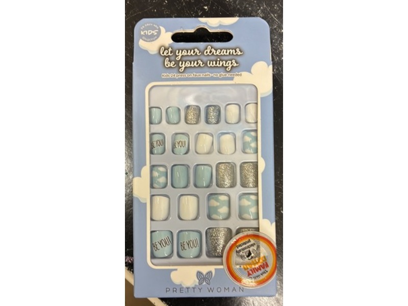 Pretty Woman Kids Press On Faux Nails, Let Your Dreams Be Your Wings, 24 Count