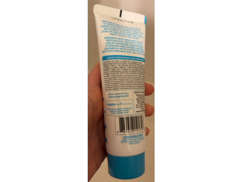 Crayola Bathtub Finger Paint Soap, Neon Bright Blue, 3 fl oz/88.7 mL