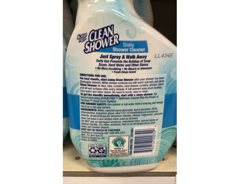 Clean Shower Daily Shower Cleanser, Fresh Scent, 32 fl oz/946 mL, Pack Of 2