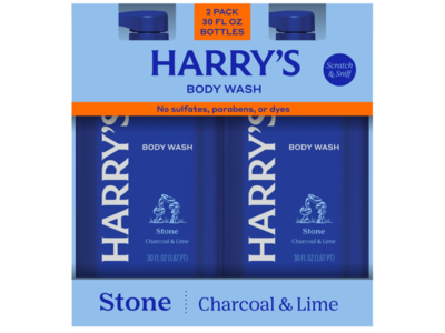 Harry's Stone Body Wash, Charcoal & Lime, 30 fl oz/887 mL, 2 Pack