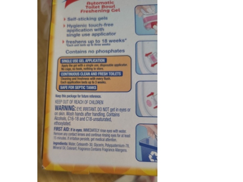 Lysol Click Gel Automatic Toilet Bowl Cleaner, Mango & Hibiscus Scent, 0.17 oz/5 g, 6 Count