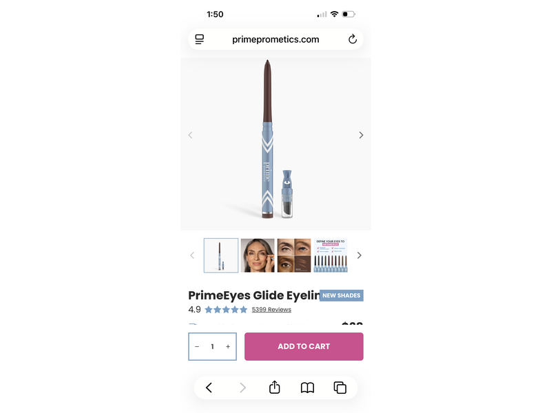Prime Prometics Glidd Eyeliner, Mocha Shimmer, 0.01 oz/0.3 g
