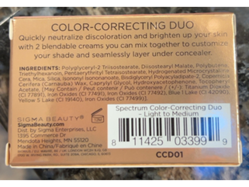 Sigma Beauty Spectrum Color-Correcting Duo, Light To Medium, 0.05 oz/1.52 g