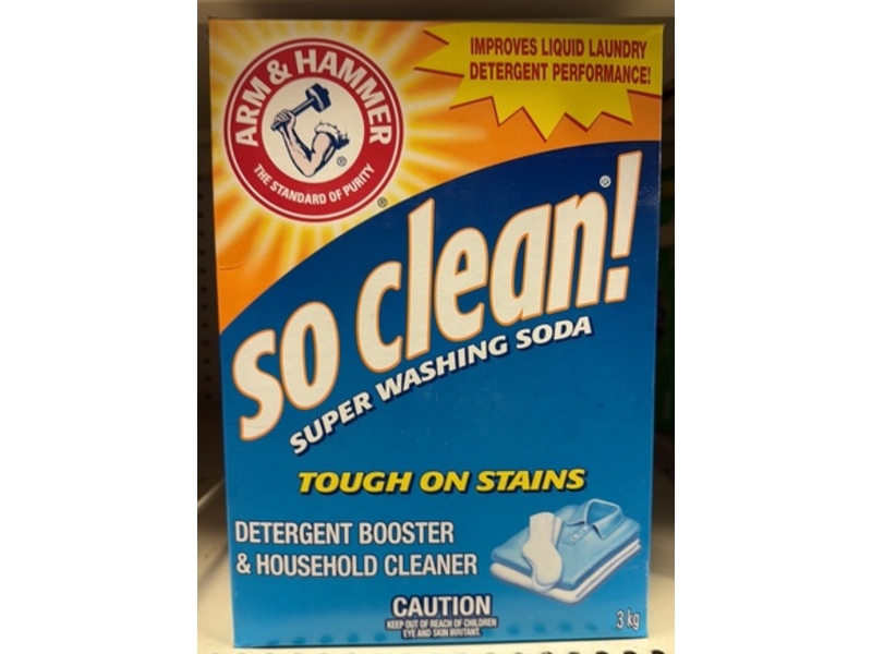 Arm & Hammer So Clean Super Washing Soda Detergent Booster & Household Cleaner, 3 kg