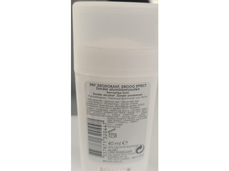 Vichy 24-Hour Dry-Touch Deodorant Stick, 1.35 Oz/40 mL