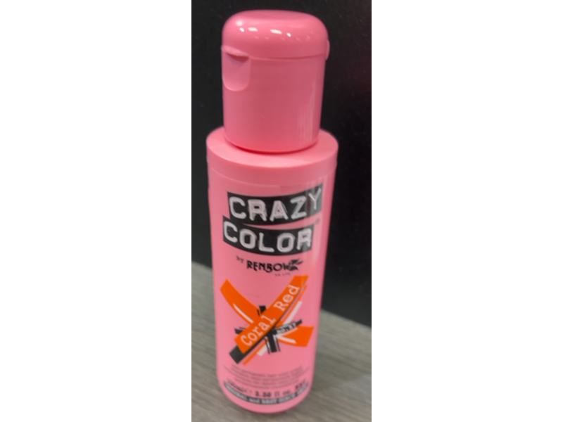 Crazy Color Semi Permanent Hair Color Cream, Coral Red, 3.38 fl oz/100 mL