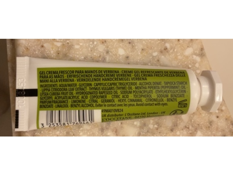 L´Occitane En Provence Verveine Cooling Hand Cream Gel, 0.35 oz/10 mL