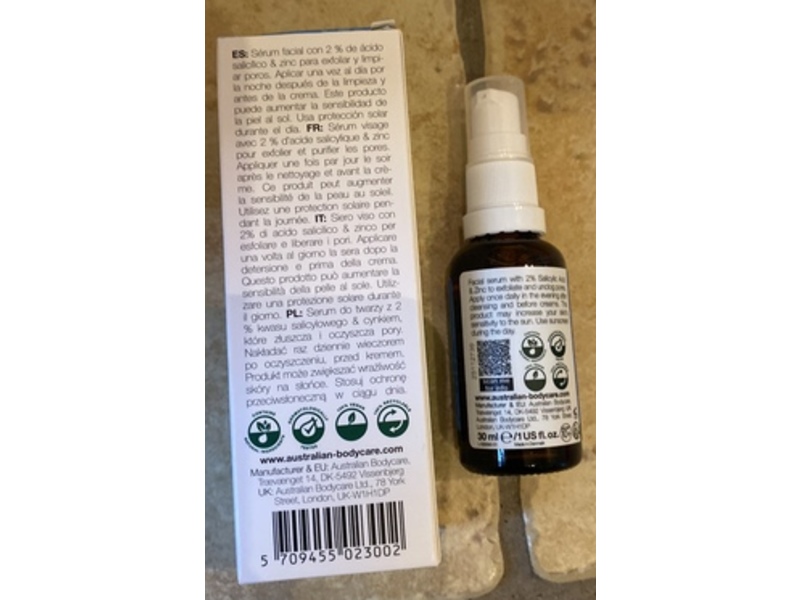 Australian Bodycare Serum, Salicylic Acid 2% & Zinc, 1 fl oz/30 mL