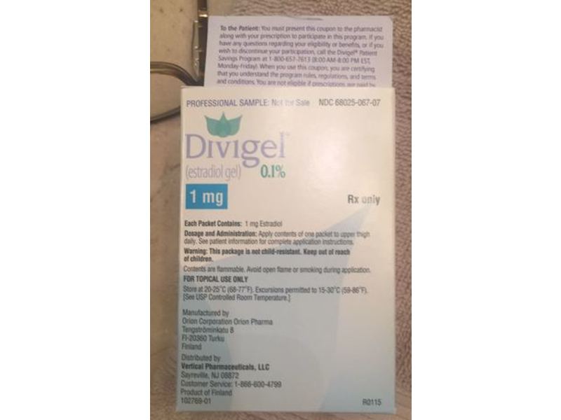Divigel (estradiol gel) 0.1%) 1mg, 7 Packets, Vertical Pharmaceuticals (RX)