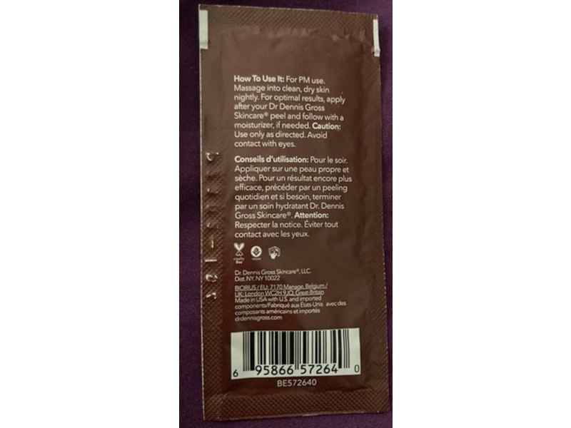 Dr Dennis Gross Overnight Wrinkle Serum Treatment, Retinol + Ferulic, 0.06 fl oz/2 mL