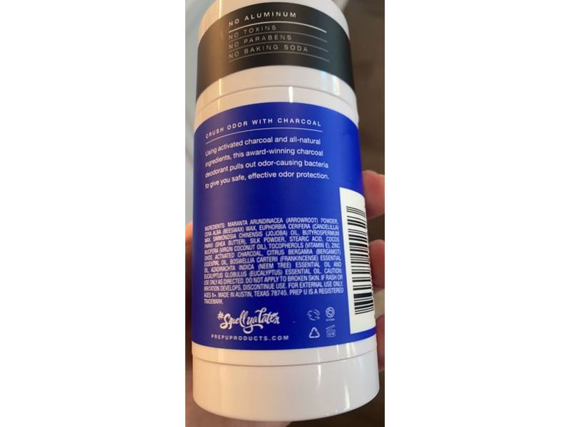Prep U Charcoal Deodorant, Citrus Mint, 2.5 oz/70 g