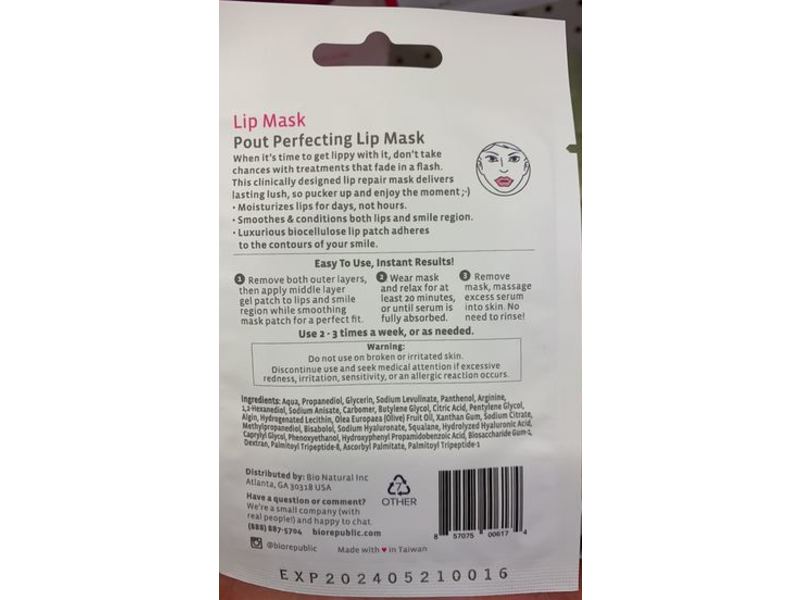 Biorepublic Skincare Lip Mask, Fragrance Free, 0.17 fl oz/5 mL